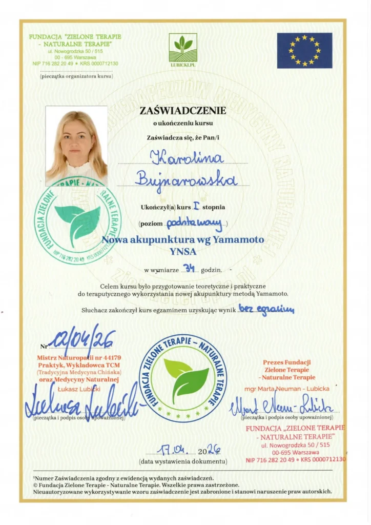 Certyfikat Karolina Bujnarowska