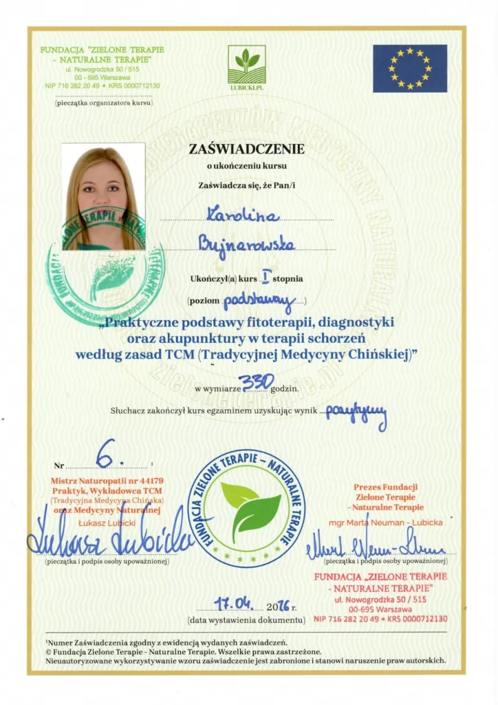 Certyfikat Karolina Bujnarowska